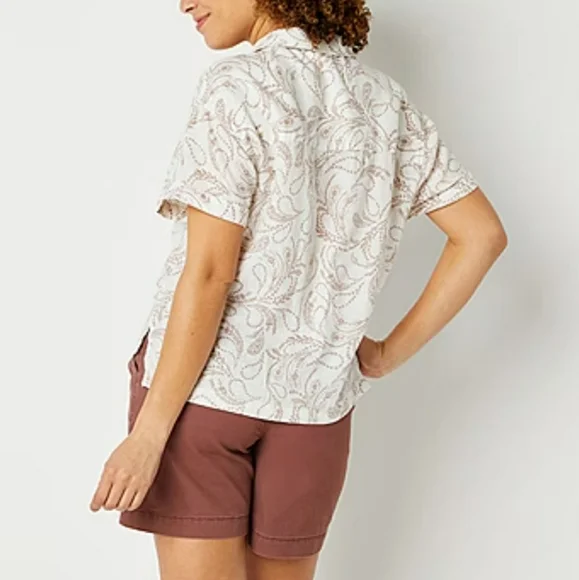 Womens a.n.a (a new approach) linen short sleeve blouse size S - Picture 3 of 7